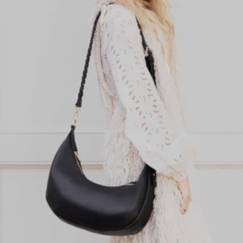 JULES KAE ZOLA VEGAN LEATHER BLACK HANDBAG